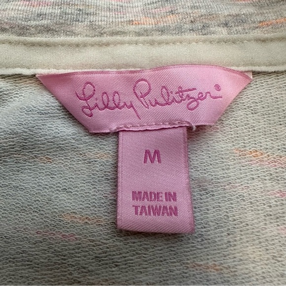 Lilly Pulitzer Grey and Orange Quarter Zip Polo Sweatshirt size M - Picture 3 of 9